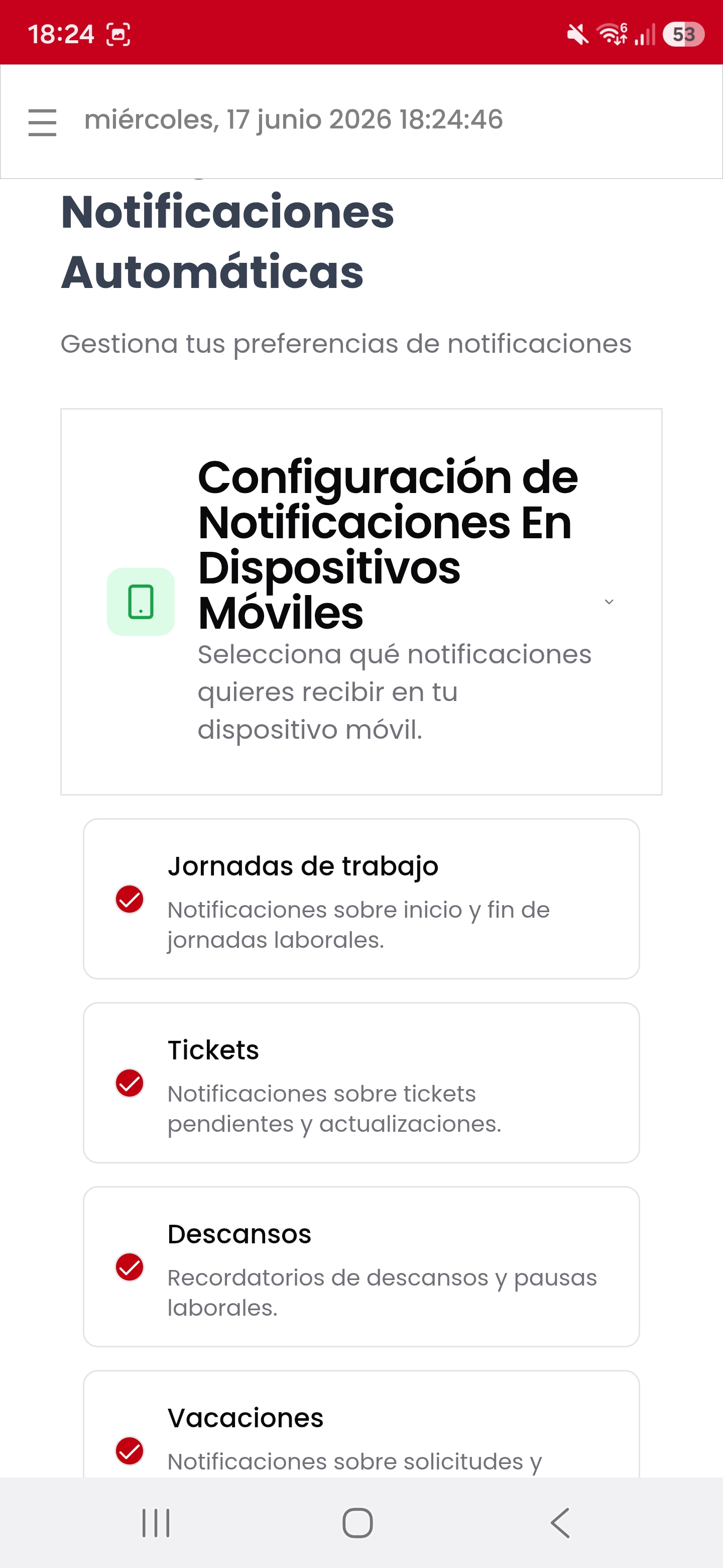 Configuración de notificaciones